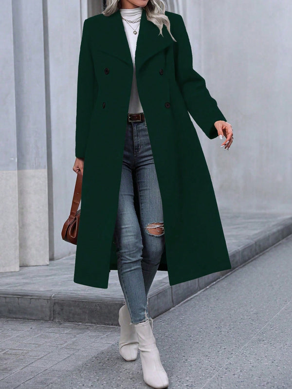 Abrigo Largo de Invierno para Mujer - Minimalista y Elegante con Doble Botonadura