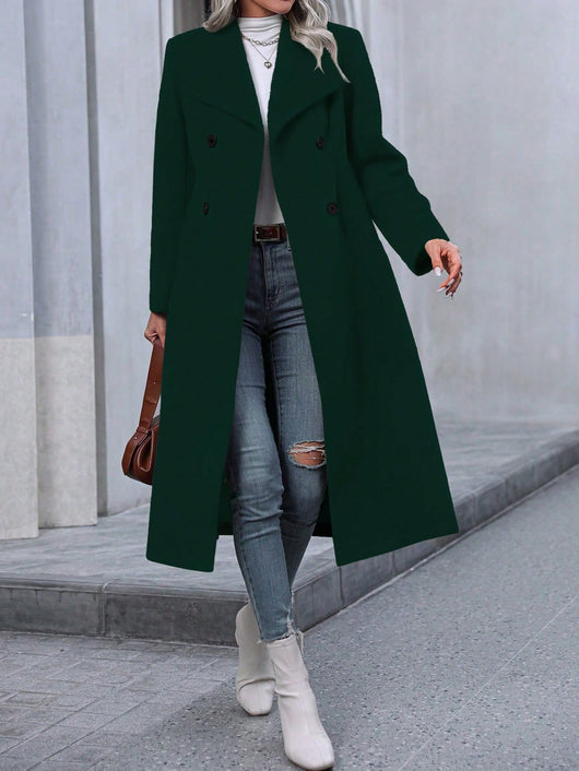 Abrigo Largo de Invierno para Mujer - Minimalista y Elegante con Doble Botonadura - Image 2
