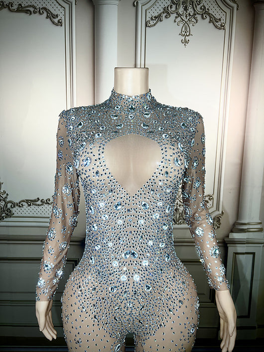 Jumpsuit de Fiesta con Detalles Brillantes y Cortes Estratégicos - Image 3