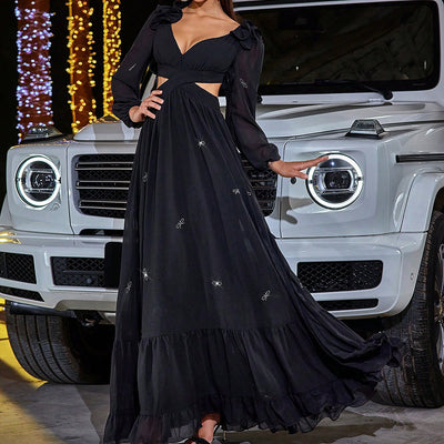 Vestido de Fiesta Elegante con Detalle de Gasa y Vuelo Amplio Talla Grande - Image 6