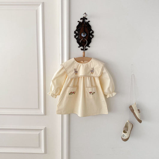 Vestido Infantil Coreano con Bordado de Conejo Animado - Image 11