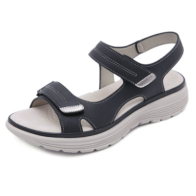 Sandalias Deportivas de Cuero para Mujer con Cuña Ligera y Velcro - Image 2