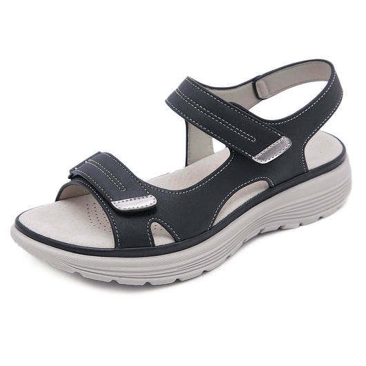 Sandalias Deportivas de Cuero para Mujer con Cuña Ligera y Velcro - Image 2