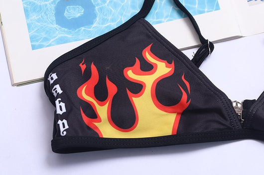 Traje de Baño Punk con Calavera de Fuego Estilo Split - Image 12