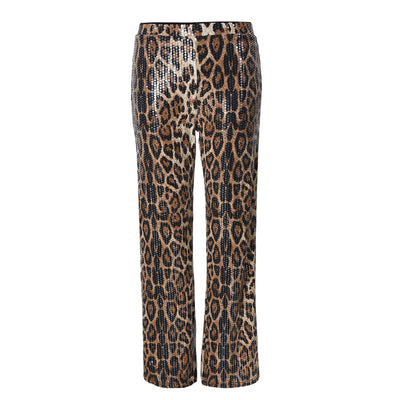 Pantalones Rectos Estampado Leopardo con Lentejuelas - Diseño Europeo - Image 21