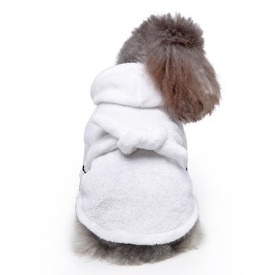 Bata Absorbente para Mascotas - Toalla de Algodón Premium Blanco y Coral - Image 9