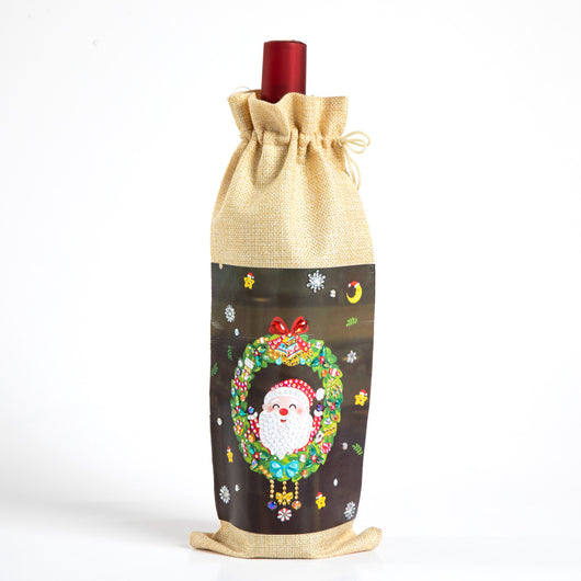 Bolsa para Vino con Pintura de Diamantes Navideña Europeo-Americana - Image 5