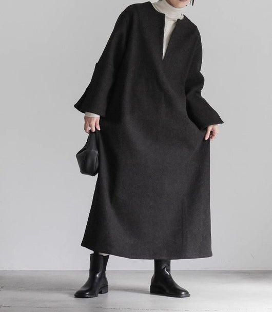 Abrigo Holgado de Lana para Mujer Otoño e Invierno - Image 21