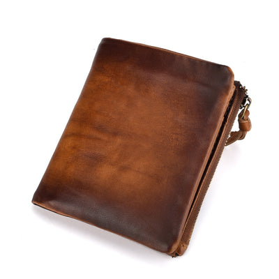 Billetera Retro de Cuero Genuino con Doble Cierre para Hombre - Image 4
