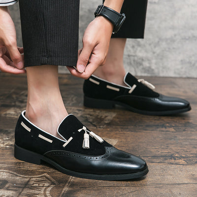 Mocasines de Cuero con Flecos Estilo Británico Punta Afilada Degradado - Image 2