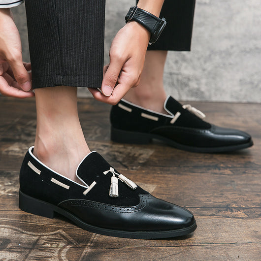 Mocasines de Cuero con Flecos Estilo Británico Punta Afilada Degradado - Image 2