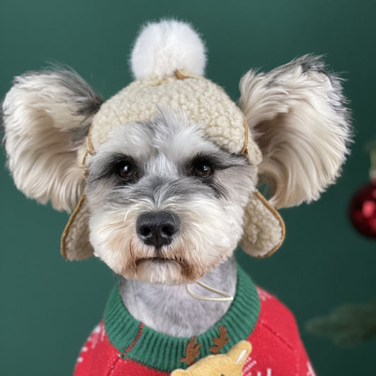 Gorro Cálido para Mascotas - Diseño Schnauzer y Teddy