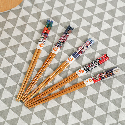 Set de 5 Pares de Palillos Japoneses Gato de la Suerte Bambú Natural - Caja Regalo - Image 3