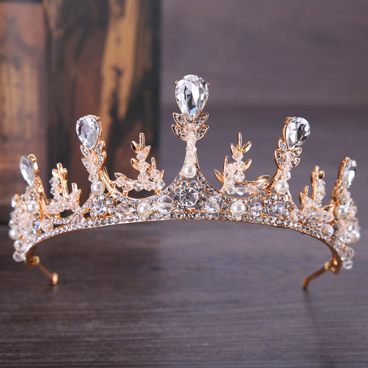 Corona Nupcial de Espiga de Trigo Artesanal con Diamantes