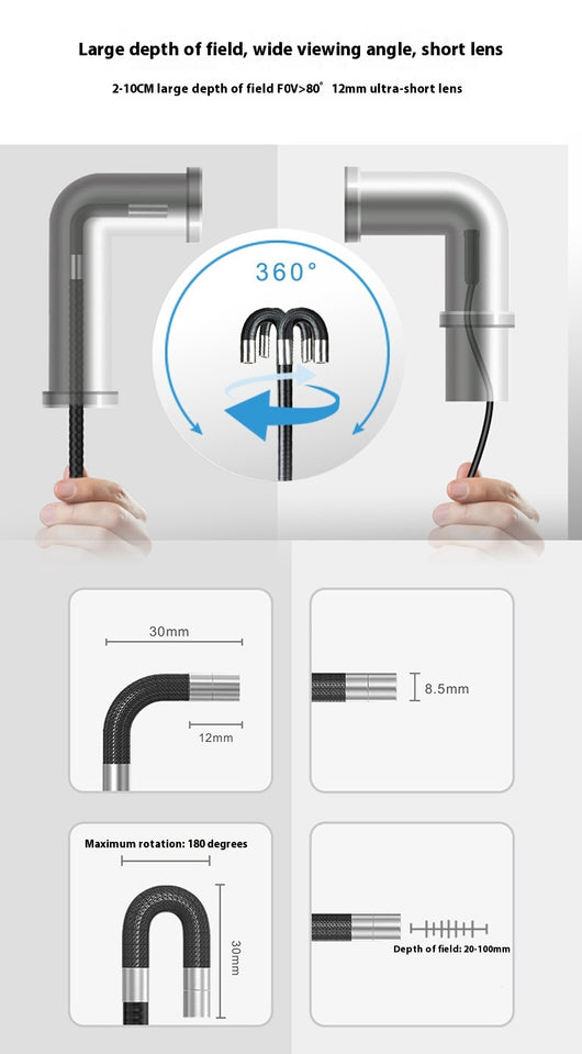 Endoscopio Portátil Industrial HD 1080p Resistente al Agua con Control Manual - Image 11