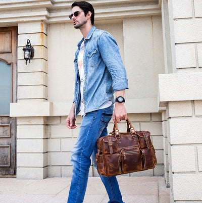 Bolsa Mensajera de Cuero Genuino Estilo Retro con Gran Capacidad para Hombre - Image 13