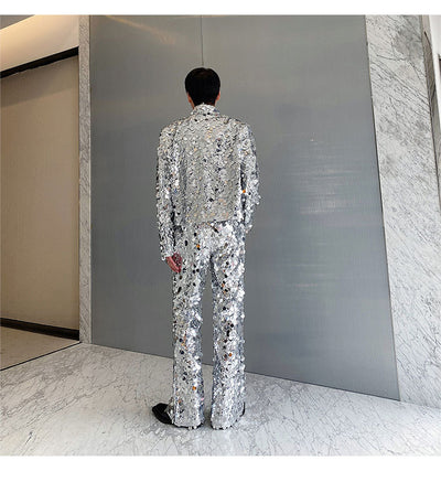 Conjunto de Traje Brillante para Hombre - Chaqueta y Pantalón Estilo Discoteca - Image 12