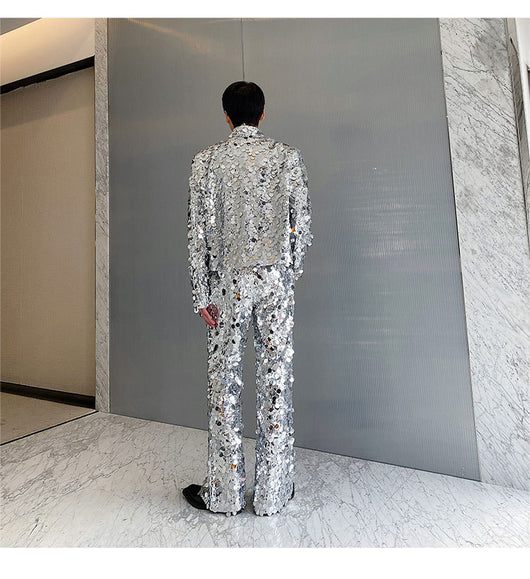 Conjunto de Traje Brillante para Hombre - Chaqueta y Pantalón Estilo Discoteca - Image 12