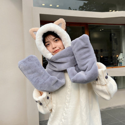 Conjunto Invernal 3 en 1: Gorro, Bufanda y Guantes con Orejas de Conejo Peludo - Image 10