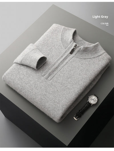 Suéter de Punto Grueso con Media Cremallera - Lana de Cabra Premium para Hombre - Image 16