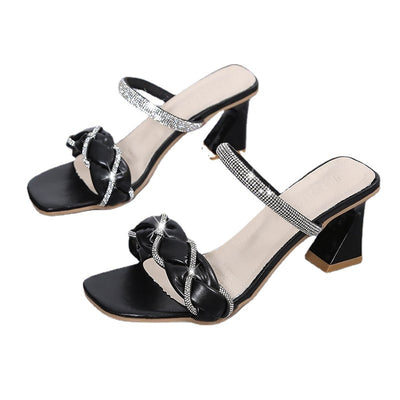 Tacones Altos Trenzados con Brillantes Estilo Coreano para Mujer - Image 5