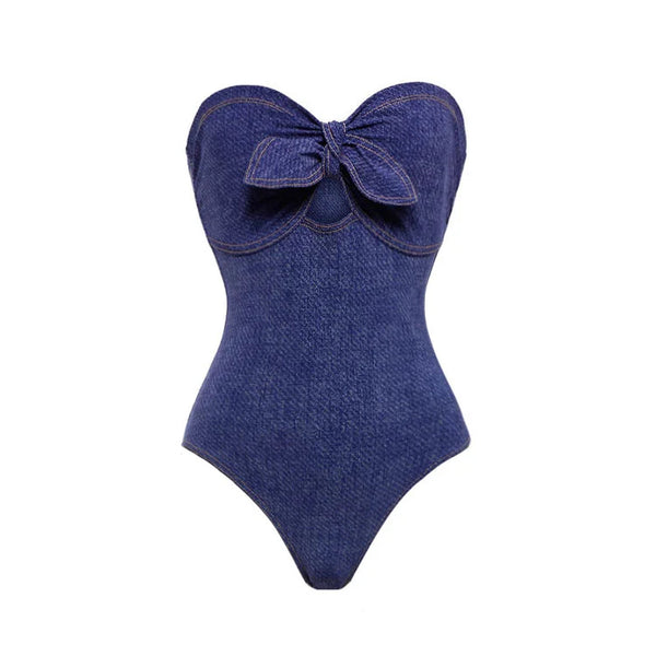 Traje de Baño Vintage Denim Una Pieza para Mujer - Image 6