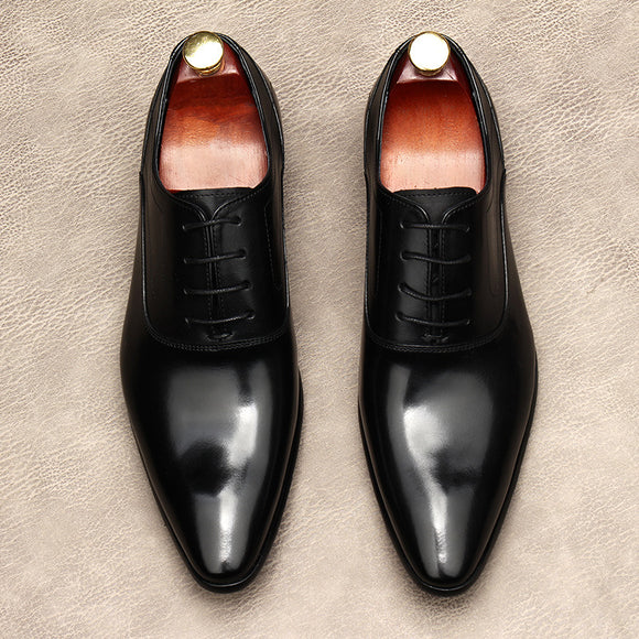 Zapatos Formales de Cuero con Cordones y Punta Afilada para Hombre