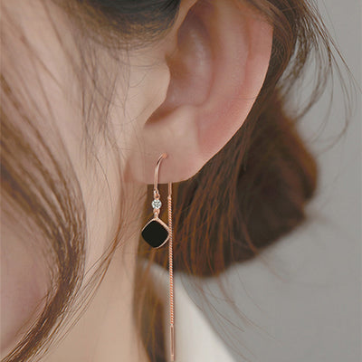Aretes Cuadrados con Borla en Plata Esterlina para Mujer - Image 10