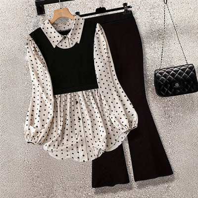 Blusa Larga Estampado Lunares con Leggings Integrados