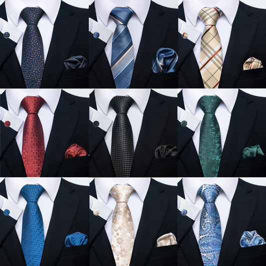 Conjunto Completo de Accesorios Ejecutivos: Corbata, Pañuelo y Gemelos Formales