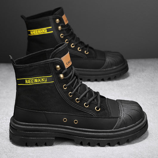 Botas de Trabajo Casual con Suela Gruesa - Estilo Motociclista Versátil para Hombre