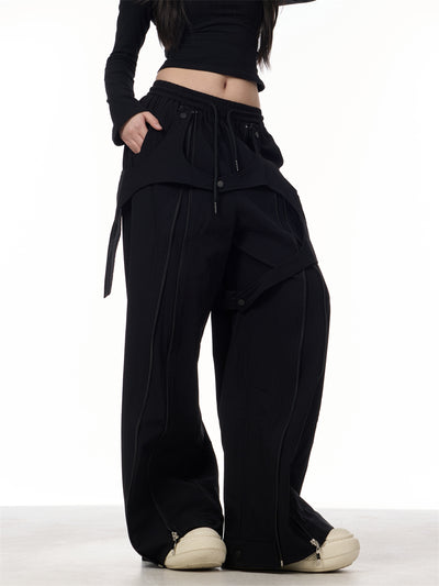 Pantalones Anchos de Patchwork para Mujer - Diseño Casual y Versátil - Image 16