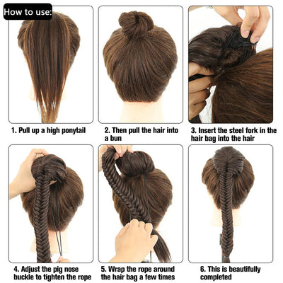 Peluca Trenza Sintética Cola de Caballo Estilo Fishtail para Mujer - Image 35