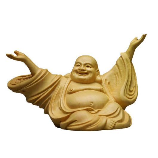 Figura Decorativa Maitreya con Manos Levantadas - Artesanía Boxwood - Image 9