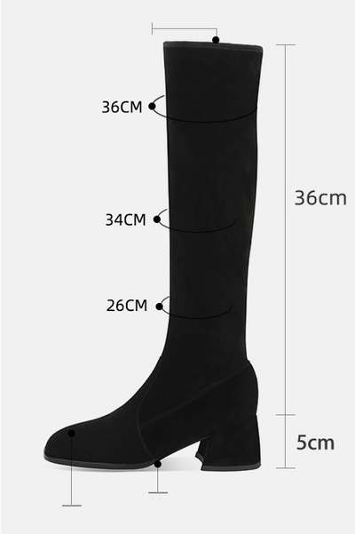 Botas Altas Hasta la Rodilla con Fleece y Tacón Medio Elástico - Image 7