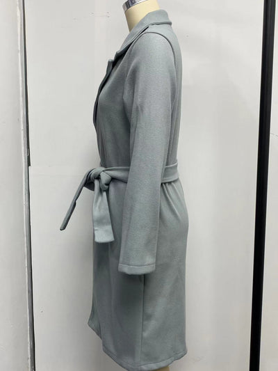 Abrigo de Lana para Mujer Cuello Polo Manga Larga Color Sólido Otoño Invierno - Image 34