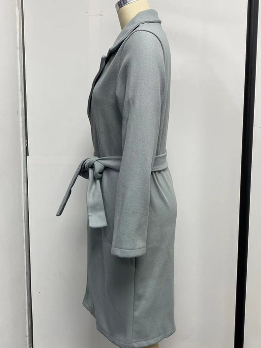 Abrigo de Lana para Mujer Cuello Polo Manga Larga Color Sólido Otoño Invierno - Image 34