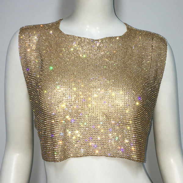 Blusa Elegante sin Mangas con Espalda Descubierta y Detalles de Cristal - Image 3