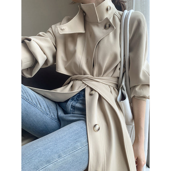 Abrigo Ejecutivo para Mujer Otoño - Corte Elegante Abotonado Cintura Marcada