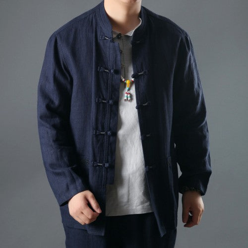 Chaqueta de Lino Casual para Hombre de Manga Larga - Image 11
