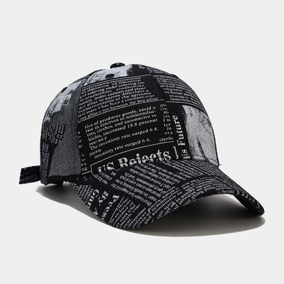 Gorra de Béisbol Retro Estilo Universitario con Patrón de Periódico para Hombre - Image 11