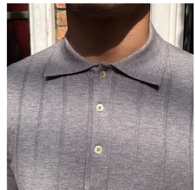 Camisa Slim Fit Tejida con Solapa - Manga Larga Coordinada - Image 12