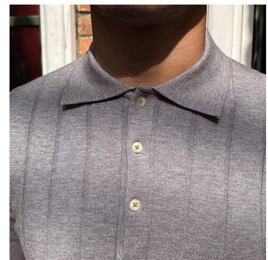 Camisa Slim Fit Tejida con Solapa - Manga Larga Coordinada - Image 12