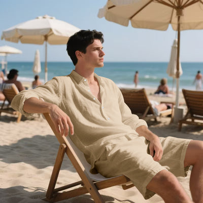 Conjunto de Playa: Camisa Manga Larga y Shorts Casuales - Image 8