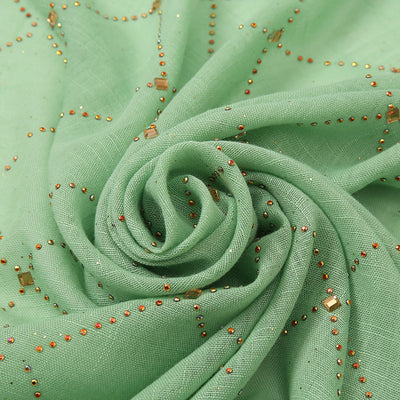 Chal Gauza de Algodón con Cuadros y Detalles de Diamantes - Image 23