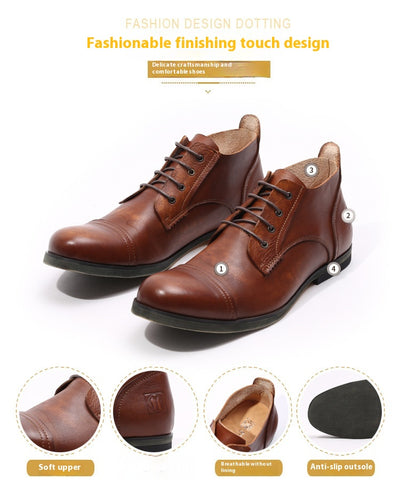 Zapatos Casuales de Cuero Vintage para Hombre con Puntera Redonda Transpirable - Image 18