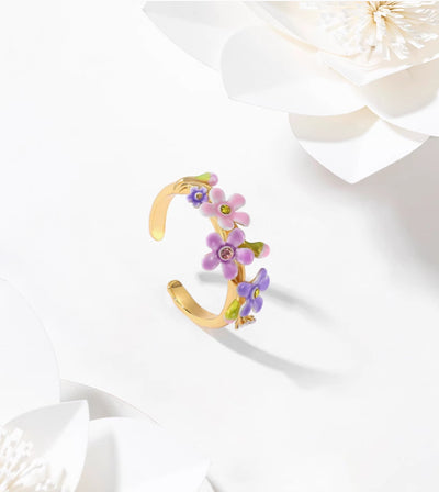 Anillo Ajustable con Flor Myosotis Silvestre para Mujer - Image 7