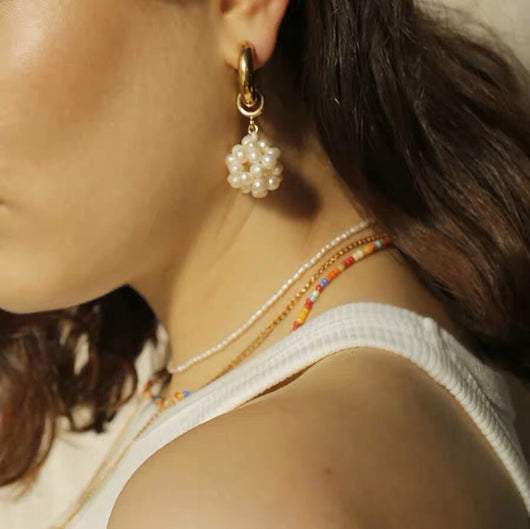 Aretes Esféricos de Perlas Tejidas a Mano para Mujer - Image 19