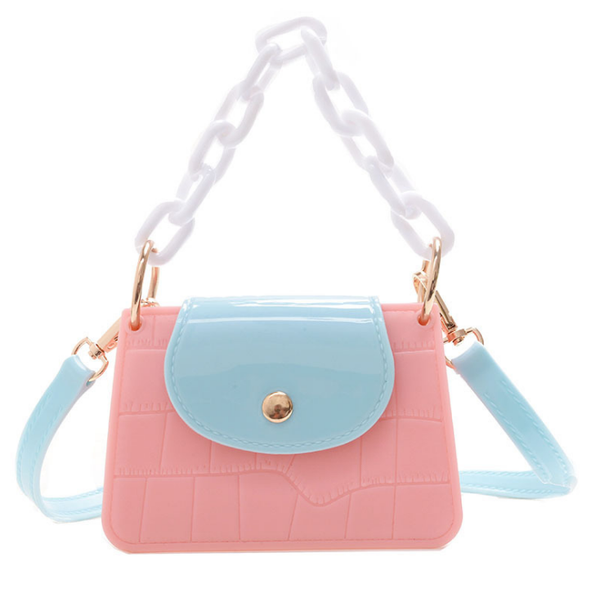 Bolso Bandolera Cuadrado Mini Jelly con Contraste de Colores