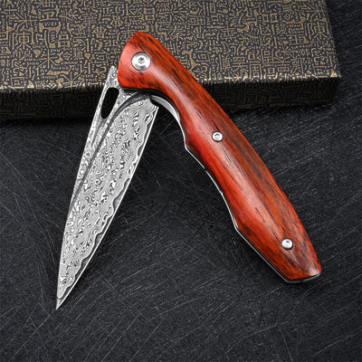 Cuchillo Plegable de Defensa Personal con Acero Damasco VG10 de Alta Dureza - Image 9